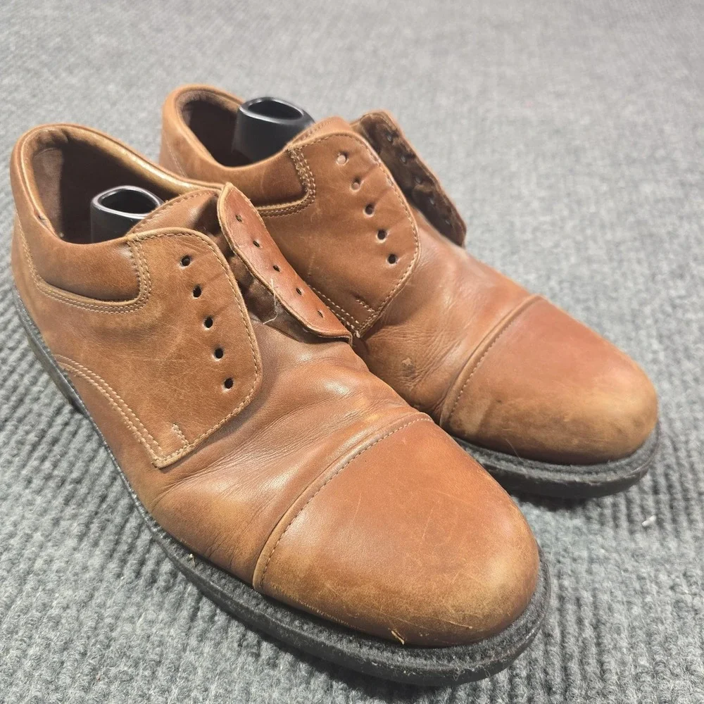 Johnston & Murphy Shoes Mens Size 10 Brown‎ Cap Toe Derby Dress Leather Italy